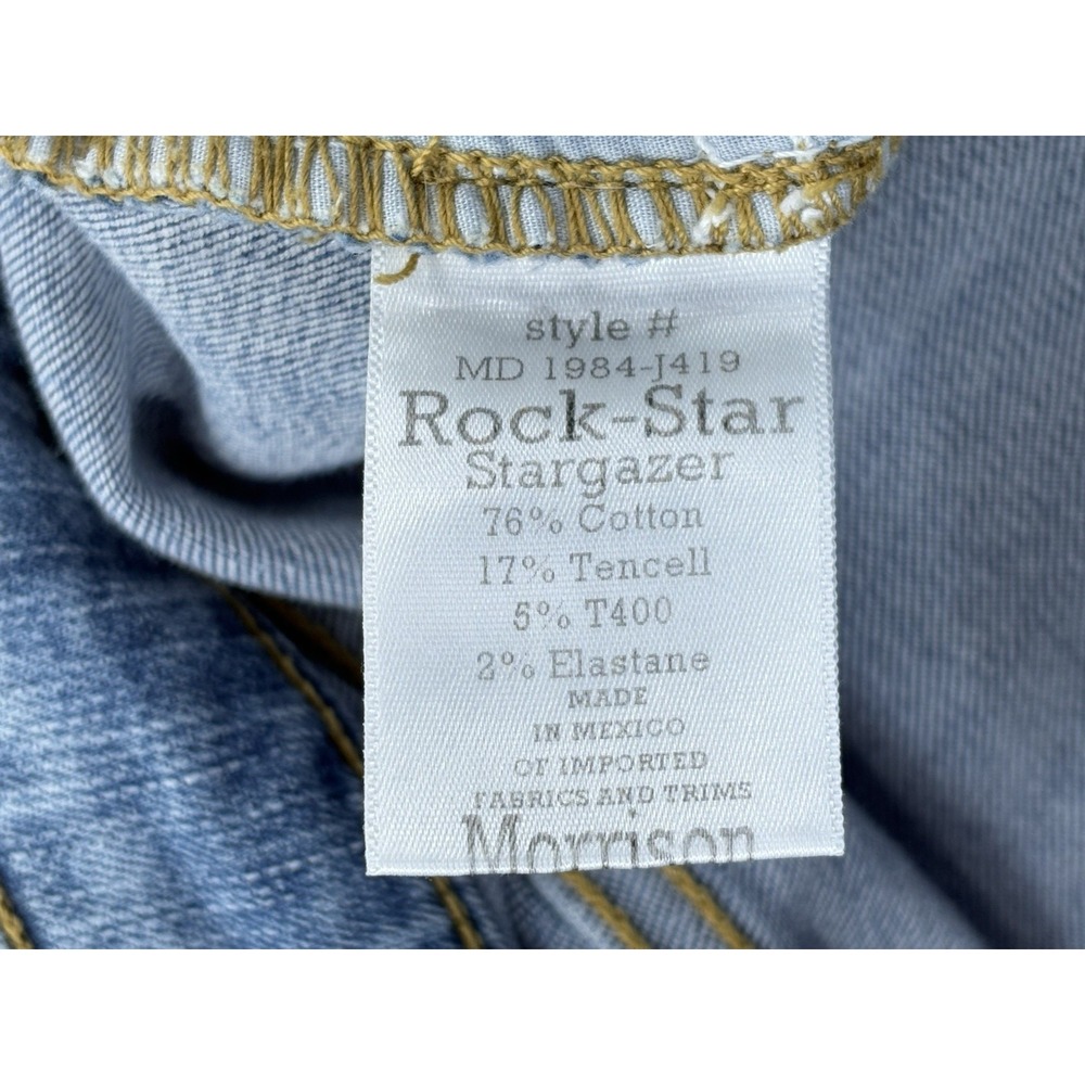 Morrison Bootcut Jeans Womens 29 Blue Rock-Star Stargazer Distressed Light Wash - Picture 10 of 14